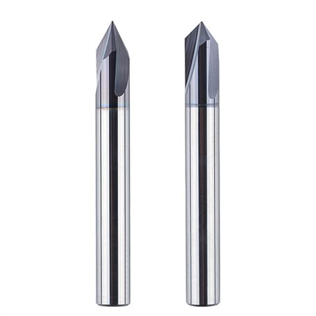 SpeTool Fraise à graver - Fraise à chanfreiner - Tige 6 mm - 60 degrés et 90 degrés V - Fraise à rainurer VHM 3 flûtes - Fraise