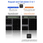 Rechargeable Pavé Numérique Bluetooth et Calculatrice 2 en 1 - Clavier Numérique sans Fil et Filaire, 34 Touches Pavé Numérique 