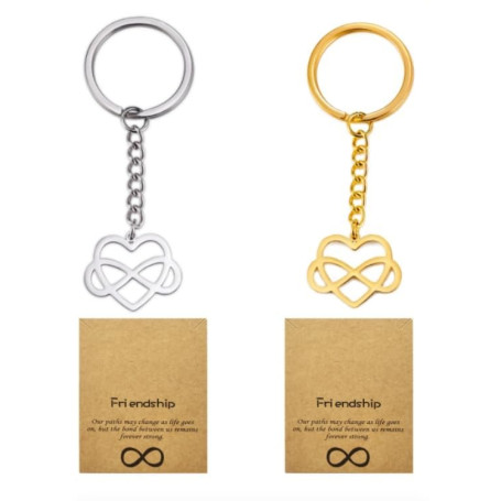 2 Pièces Porte-Clés en Forme de Cœur avec Cartes D'amitié Kit