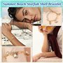 Byfoyif Bijoux Coquillage Femme, Collier Breloque Femme + Bracelet Coquillage Fille + Boucles d'Oreilles Coquillages et Étoile d