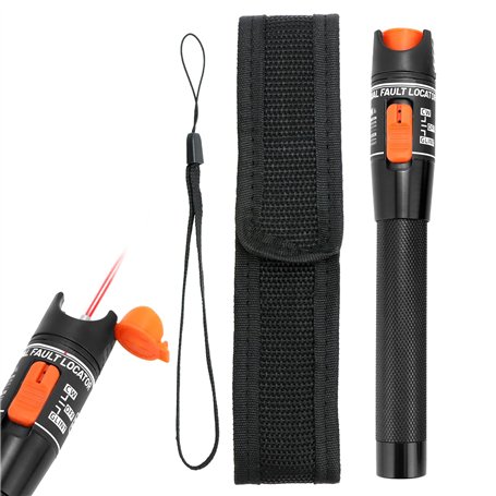 QWORK® Testeur de câble à fibre optique 10 mW 10 km Pointeur laser puissant Dépannage visuel – Compatible avec LC SC FC 2