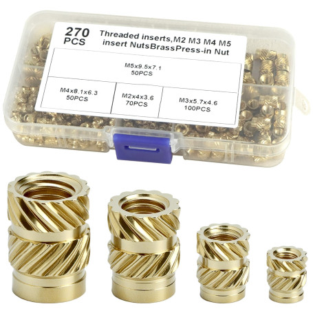 QWORK® 270pcs Kit d'Inserts Filetés en Laiton M2
