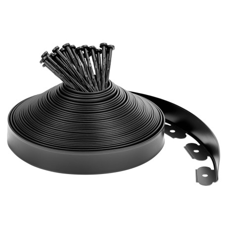 QWORK® Bordure de pelouse de Jardin Flexible de 20 m avec 100 piquets Robustes