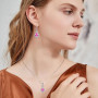 XFSRG Ensemble de Bijoux Fantaisie Femme Collier et Boucles d'Oreilles en avec Pendentif Rose Élégant Idéal pour Mariage et Soir