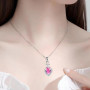 XFSRG Ensemble de Bijoux Fantaisie Femme Collier et Boucles d'Oreilles en avec Pendentif Rose Élégant Idéal pour Mariage et Soir
