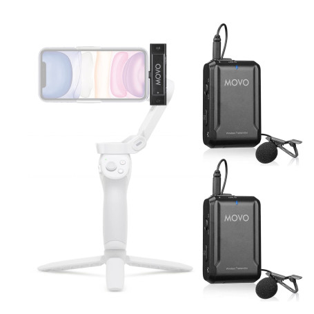 Movo Micro Lavalier sans Fil pour iPhone - Micro Cravate Compact idéal pour Le stabilisateur Gimbal Smartphone - Idéal pour Le V