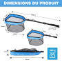 FLISSA Épuisette de Pêche Télescopique Pliable – Manche Réglable en Aluminium, Filet Revêtu de PVC Durable – Epuisette Peche Car