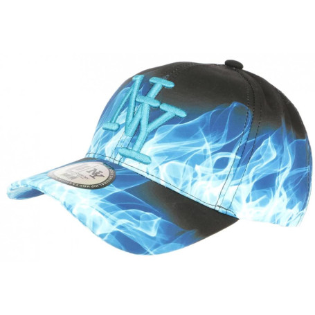 Hip Hop Honour Casquette NY Bleue et Noire Design Streetwear Baseball Fire - Taille Unique - Bleu