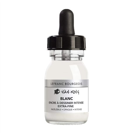 Lefranc Bourgeois Encre de Couleur Indélébile Nan-King Flacon 30 ml Blanc
