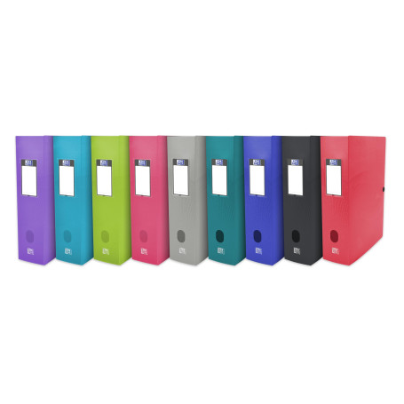 Oxford Boîte Grande Capacité Osmose 24x32 Dos 80mm avec Bouton Pression Couverture Polypro Coloris Assortis