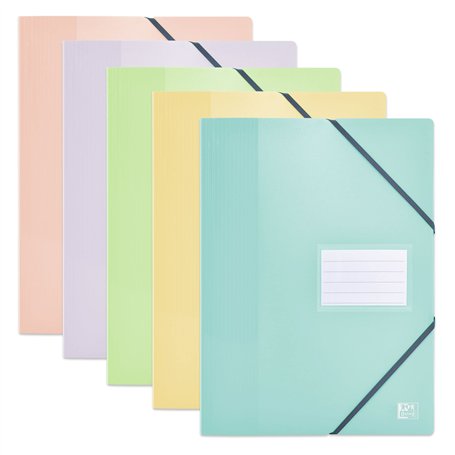 OXFORD Lot de 12 Protège-Documents avec Elastique School Life A4 80 vues / 40 Pochettes Couverture Polypro Coloris Pastels Assor