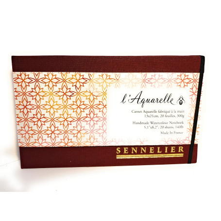 Carnet Aquarelle entoilé spirale 13 x 21 cm 20 feuilles 300g Sennelier