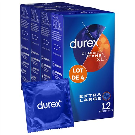 Durex Classic Jeans XL - 48 Préservatifs Fins et Extra Larges pour Homme