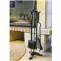 Oxeo Ensemble Outils de cheminée Acier forgé - Support d'outils Pince à feu Pelle Brosse Tisonnier
