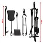 Oxeo Ensemble Outils de cheminée Acier forgé - Support d'outils Pince à feu Pelle Brosse Tisonnier