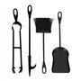 Oxeo Ensemble Outils de cheminée Acier forgé - Support d'outils Pince à feu Pelle Brosse Tisonnier