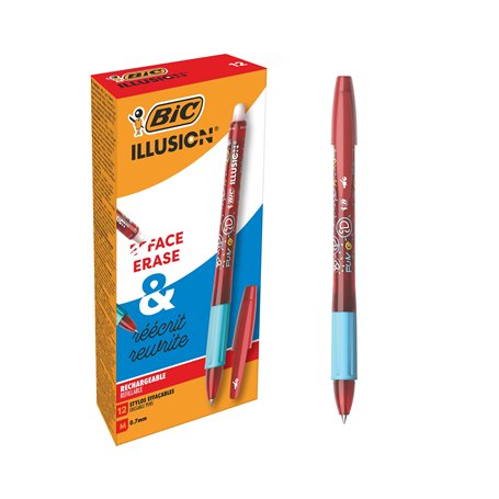 BIC Illusion Stylos-Bille Effaçables et Rechargeables à Pointe Moyenne (0