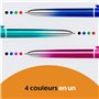 BIC 4 Couleurs Smooth Stylos-Billes Rétractables à Pointe Moyenne (1 mm) - Stylo 4 Couleurs avec encre effet gel fluide - Couleu