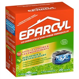 Eparcyl - 20 Sachets - Action Immédiate - 4 Mois et Demi de Traitement - Fosses Septiques - Fosses Toutes Eaux et Micro-Stations Eparcyl - 20 Sachets - Action Immédiate - 4 Mois et Demi de Traitement - Fosses Septiques - Fosses Toutes Eaux et Micro-Stations