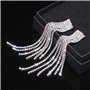 Argent Couleur Strass Cristal Long Gland Boucles d'oreilles pour Les Femmes Nuptiale Boucles d'oreilles Pendantes Bijoux De Mari