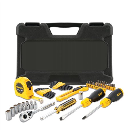 STANLEY STMT0-74864 Composition d'outils - mètre - tournevis - cliquet 1/4 - cutter - douilles - clés males - tournevis porte-em