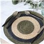 NOVASTYL - Lot 6 Sets de Table Luna Rond 38cm en jonc de mer Naturel et Vert - 5014067