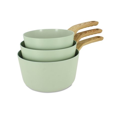 MENASTYL - Set de 3 casseroles Colorama Céladon - Casserole 16/18 et 20 cm - En aluminium - Revêtement antiadhésif en céramique