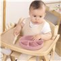 DORON & CHARLIE - Bavoir - Repas De Bébé - 056610 - Rose - Silicone - Design - Réglable - Etanche - Lavable - Imperméable - 1er 
