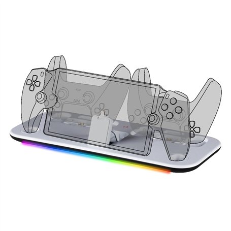 Konix Station de Charge Playstation Portal et 2 manettes DualSense PS5 - Charge Rapide 4 h - Connecteurs magnétiques - 10 Effets