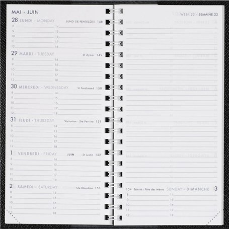 Agenda Moderne - 1 recharge pour agenda 7 + notes - de janvier 2025 à janvier 2026 - int 3501 - format 9 x 17 cm