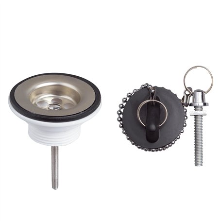 Wirquin 30723119 Bonde de lavabo avec bouchon en plastique et grille en inox