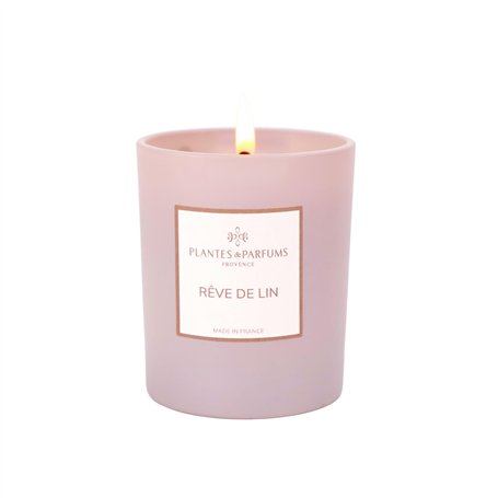 Bougie Parfumée Rêve de Lin 180g – Cire 100% Végétale – Parfum Floral & Poudré – Fabriquée en France – Parfums de Grasse – Longu