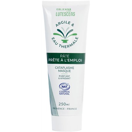 CIEL D'AZUR LABS - Pâte prête à l'emploi à l'Argile et à l'Eau Thermale - Naturel - tube 250ml