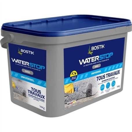 Membrane d'étanchéité - BOSTIK - Waterstop - Réparation fuites - Seau 14 kg - Gris