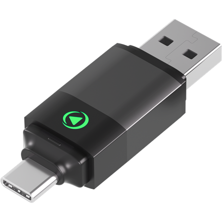 Adaptateur sans fil USB A/C vers CarPlay / Android Auto Noir + Garantie à vie Force Play