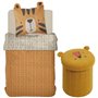 Ensemble parure de lit enfant + coffre de rangement pouf pliable - TODAY - JUNGLE - 140 x 200 cm - Coton