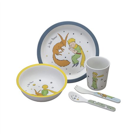 PETIT JOUR - Coffret Cadeau 5 Pièces Pour Enfant 6Mois+ - Mélamine - Sans BPA - Assiette 18cm