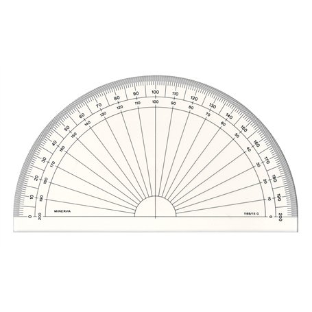 MINERVA Rapporteur 1/2 Circulaire en Grades 15cm Transparent