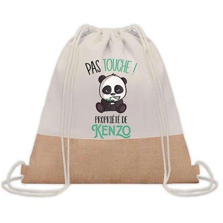 Sac à dos toile et jute Kenzo Pas Touche Panda | Sac de Sport et Gym avec cordelettes | Idée Cadeau Collègue Noël Anniversaire |