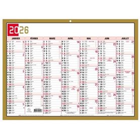 Exacompta - 34382E - Calendrier Mural - Thème Tricolore - 6 mois par face - Dimension 29,5 cm x 22 cm - Calendrier 12 mois de Ja Exacompta - 34382E - Calendrier Mural - Thème Tricolore - 6 mois par face - Dimension 29