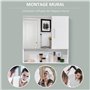 kleankin Armoire Murale Miroir de Salle de Bain avec Portes et étagère réglable - dim. 54L x 15,2l x 55,3H cm Blanc