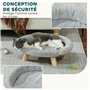 PawHut Canapé pour Chien lit pour Chien Chat Animal Domestique Amovible Lavable revêtement en Peluche Pieds en Bois de pin Solid