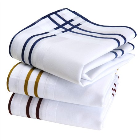 Mouchoirs Tissu Homme Premium 100% Coton Peigné - 45cm x 45cm - 3 Pièces - Modèle A19