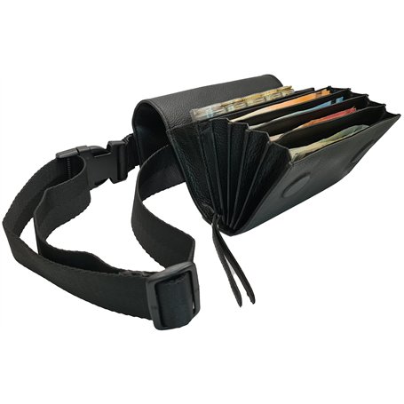 Sacoche Monnayeur Cuir Pièces Euro-Portefeuille Serveur Restauration Pratique -Fermeture Aimant-Range Monnaie 5 Compartiments Tr