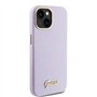 Guess GUHCP15SPGMCSL Coque pour iPhone 15 6.1" Violette Rigide Script Brillant à Paillettes