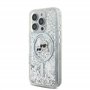 CG MOBILE Karl Lagerfeld Magsafe Coque Rigide à Paillettes liquides avec tête Karl & Choupette pour iPhone 16 Pro, Protection Co