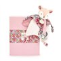 DOUDOU ET COMPAGNIE – BOH’AIME FAON Doudou Rose Attache Sucette – Peluche Ultra Douce – Avec Boîte Cadeau Fleurie – Idée Cadeau