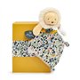 DOUDOU ET COMPAGNIE – BOH’AIME Doudou Hochet Lion – Tissu Liberty Ocre – Peluche Sensorielle & Éveil – Hochet Intégré – Ultra Do