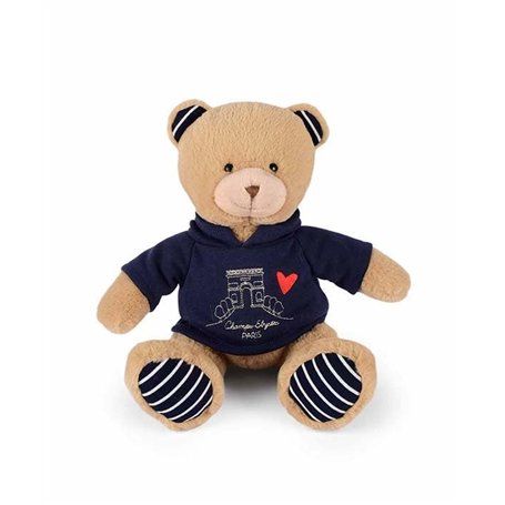 DOUDOU ET COMPAGNIE - Peluche Ours Champs Élysées - 28 Cm - Collection Amour de Paris - Avec Sweat Brodé & Cœur - Doudou Peluche