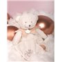 DOUDOU ET COMPAGNIE - Pantin Ours Rose avec Doudou Mouchoir Brodé - Peluche Collector Anniversaire 25 Ans - Idée Cadeau Naissanc